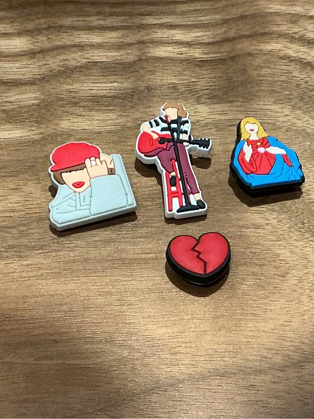 CROCS Decorative Shoe Charms - 3 Taylor Swift & One Uniquely Yours Broken Heart